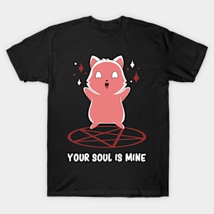 Cute Evil Cat Satanic Pentagram Kawaii Satan Baphomet T-Shirt